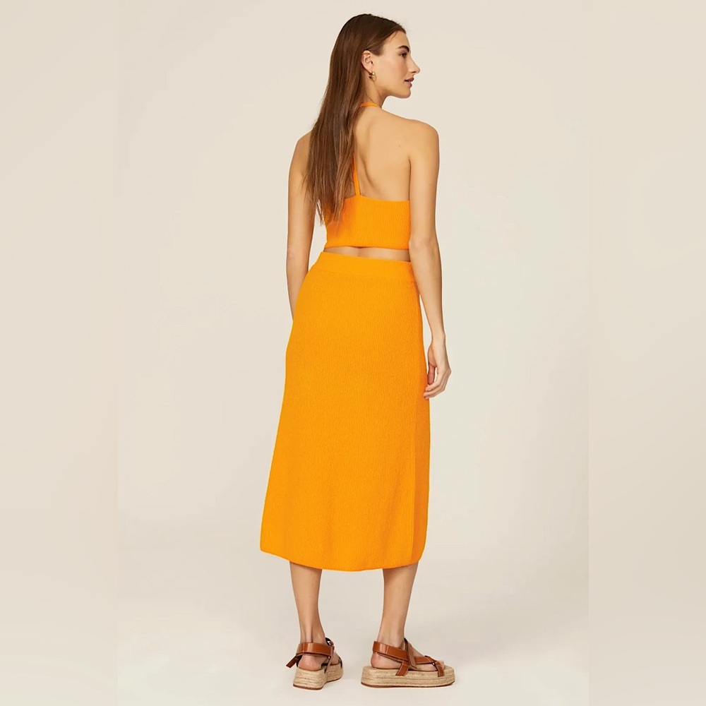 Rag & Bone Soleil Ribbed Knit Midi Skirt in Orange Sz S Spring Summer Beach - Picture 2 of 16